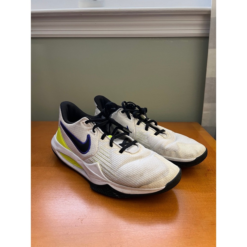 Nike Precision 5 Basketball Shoes Athletic White Neon Men Size 10